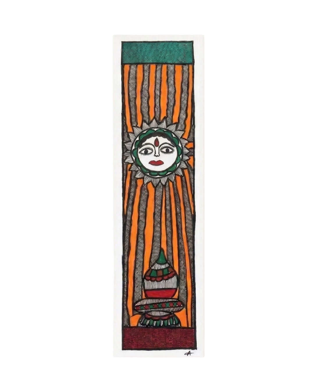 God Surya Madhubani Painting – Handmade Paper Wall Art