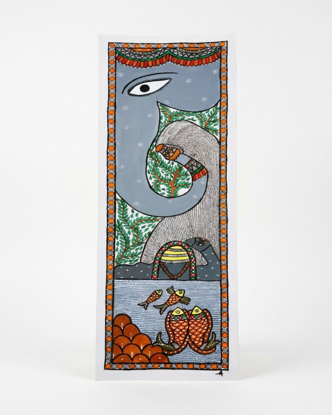 Elephant Tree of Life Madhubani Painting – Handmade Paper Art