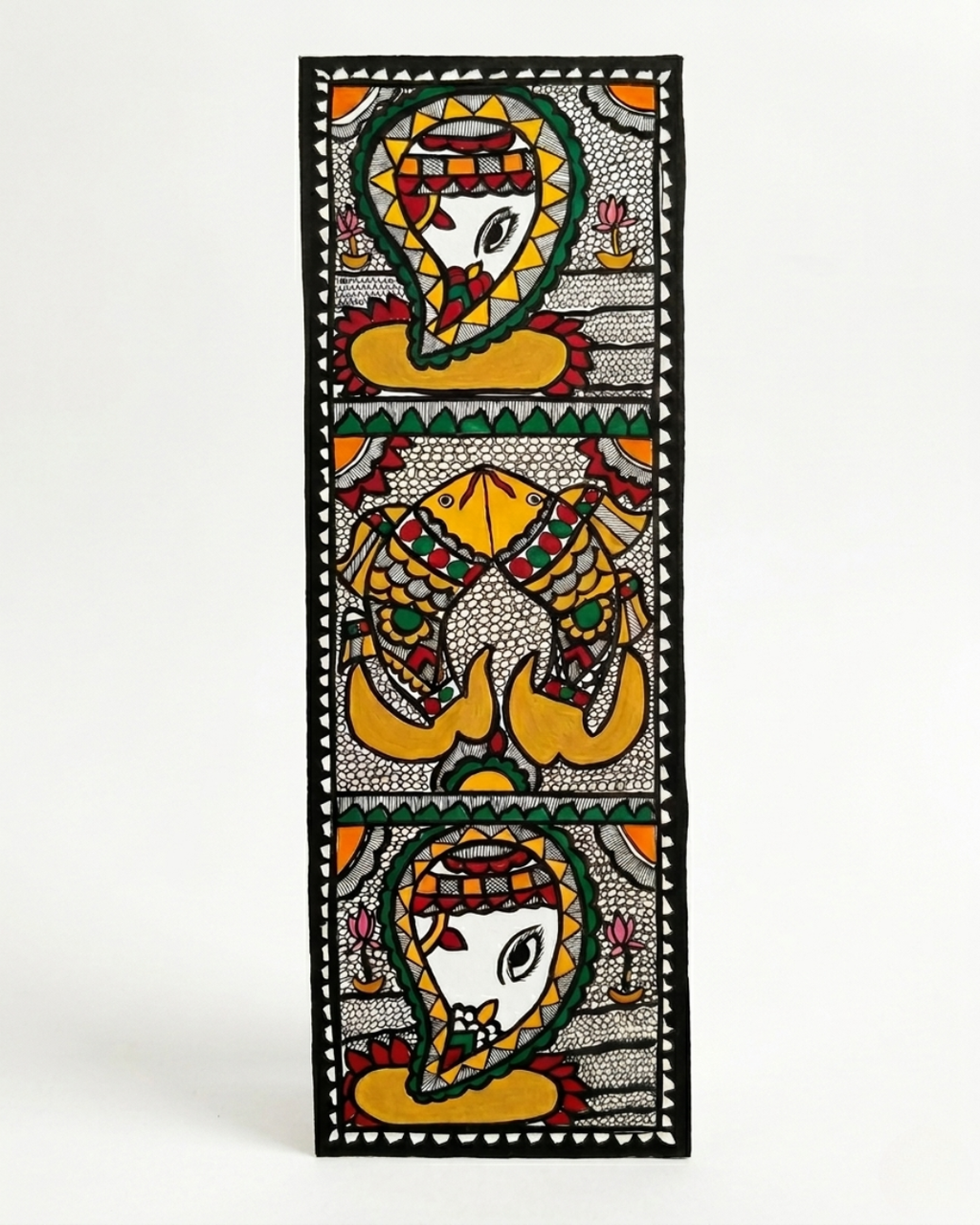 Fish & Ganesha Madhubani Painting – Handmade Paper Wall Art