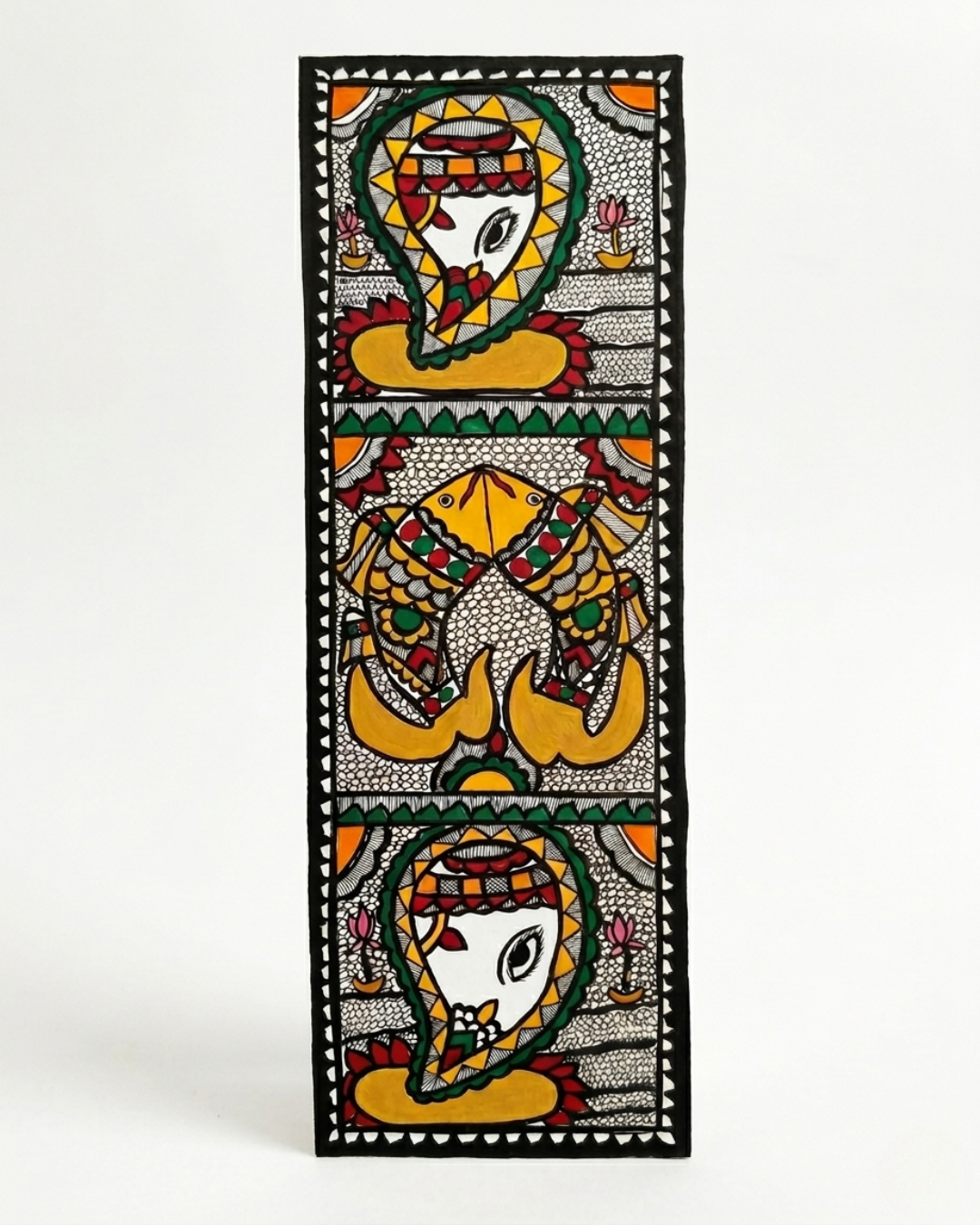Fish & Ganesha Madhubani Painting – Handmade Paper Wall Art