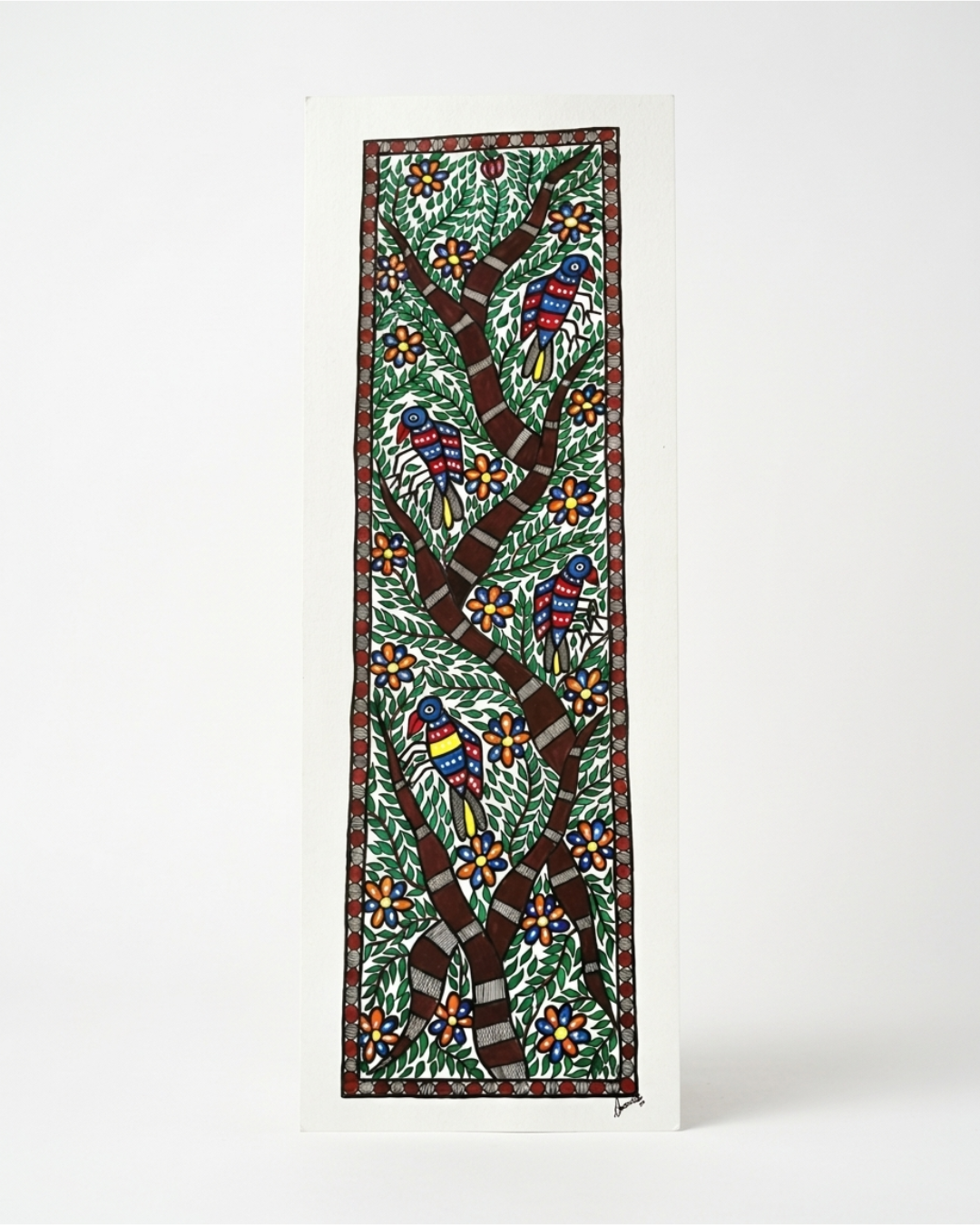 Tree of Life Madhubani Painting with Birds | Handmade Wall Art