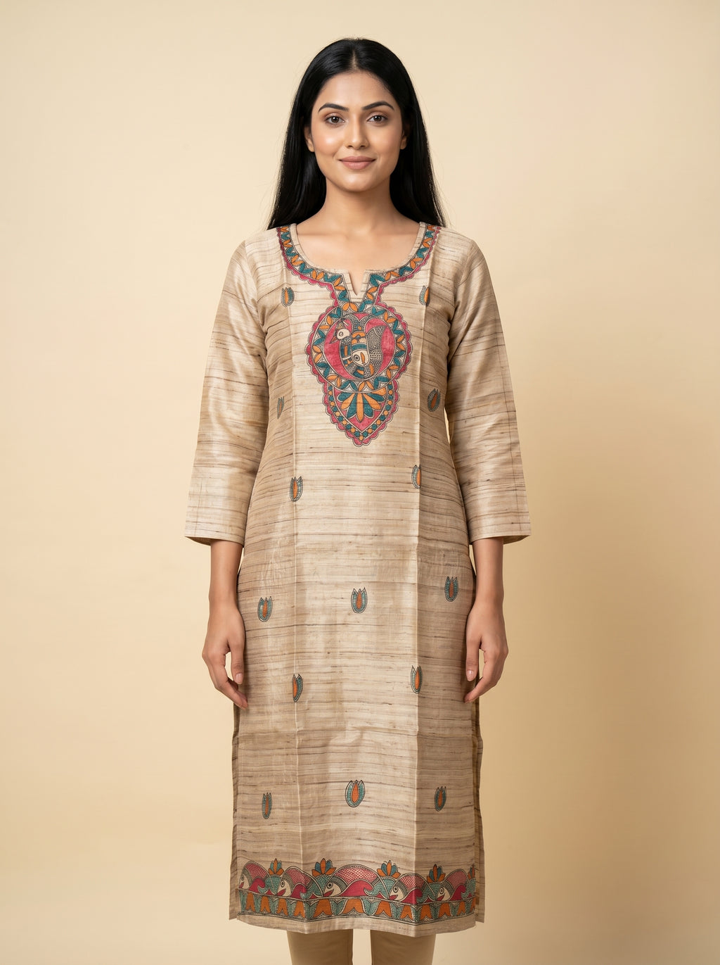 Hand-Painted Madhubani Readymade Kurti | Handmade Ethnic Wear for Women