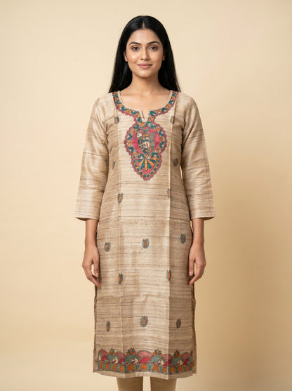 Hand-Painted Madhubani Readymade Kurti for Women