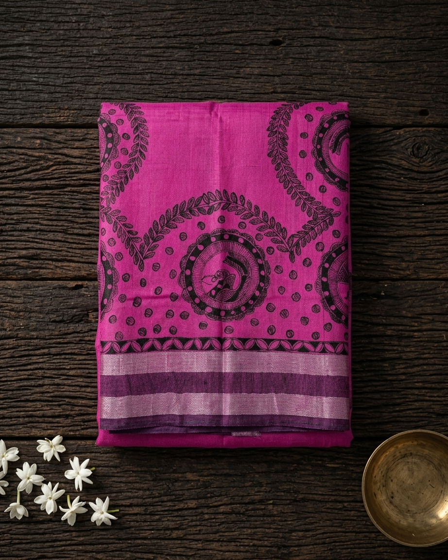 Handmade Madhubani Painting Dupatta for Women – Traditional Handcrafted Ethnic
