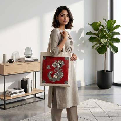 Handmade Madhubani Painting Tote Bag for Daily Use