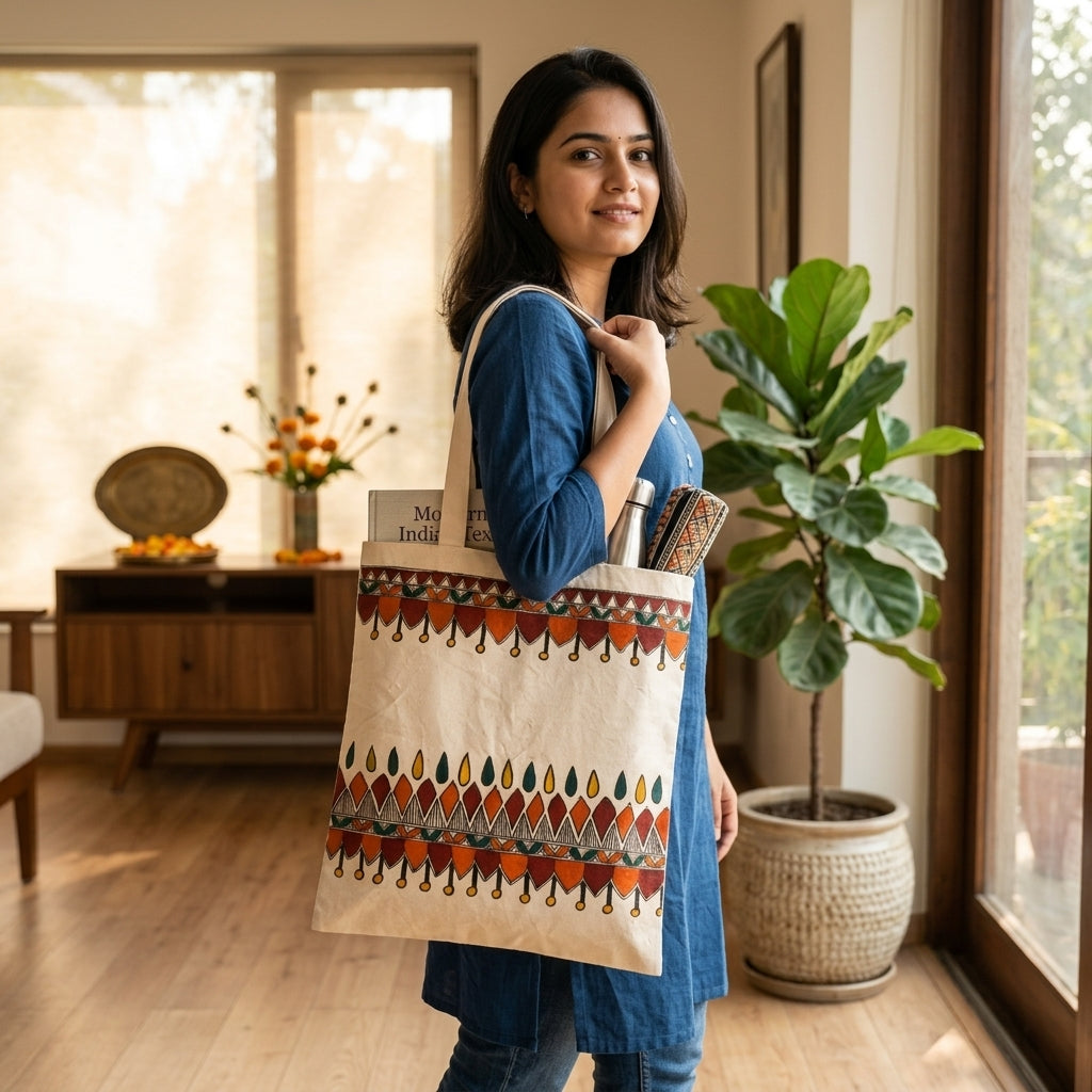 Handmade Madhubani Painting Tote Bag for Everyday Fashion