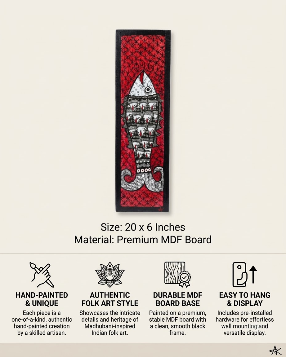 Handpainted Madhubani Fish Wall Art for Home Decor