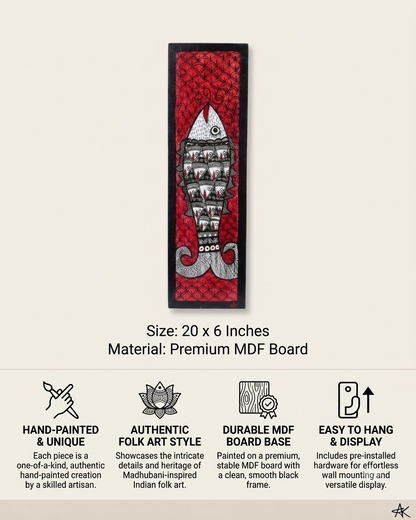 Handpainted Madhubani Fish Wall Art for Home Decor