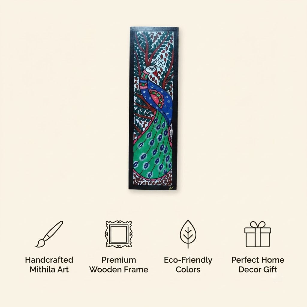 Handpainted Madhubani Peacock Wall Art for Home Decor