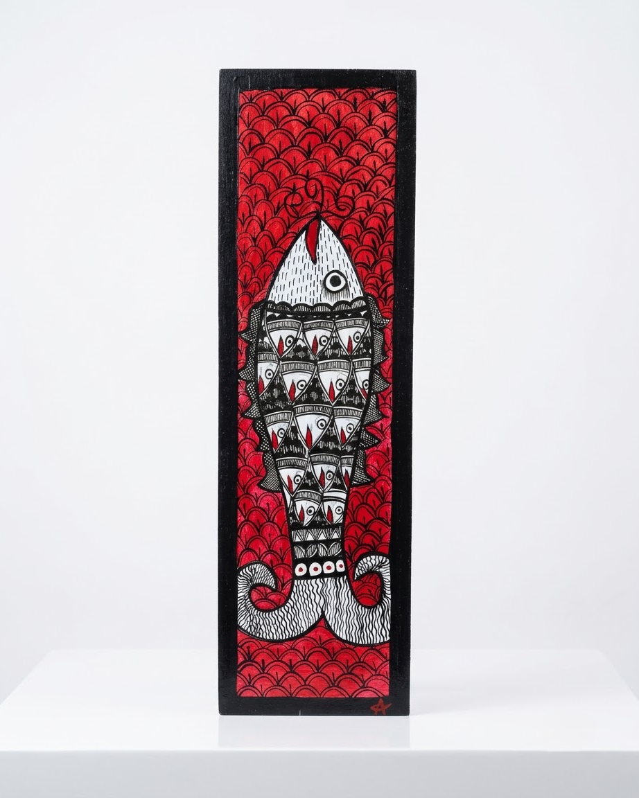 Handpainted Madhubani Fish Wall Art for Home Decor