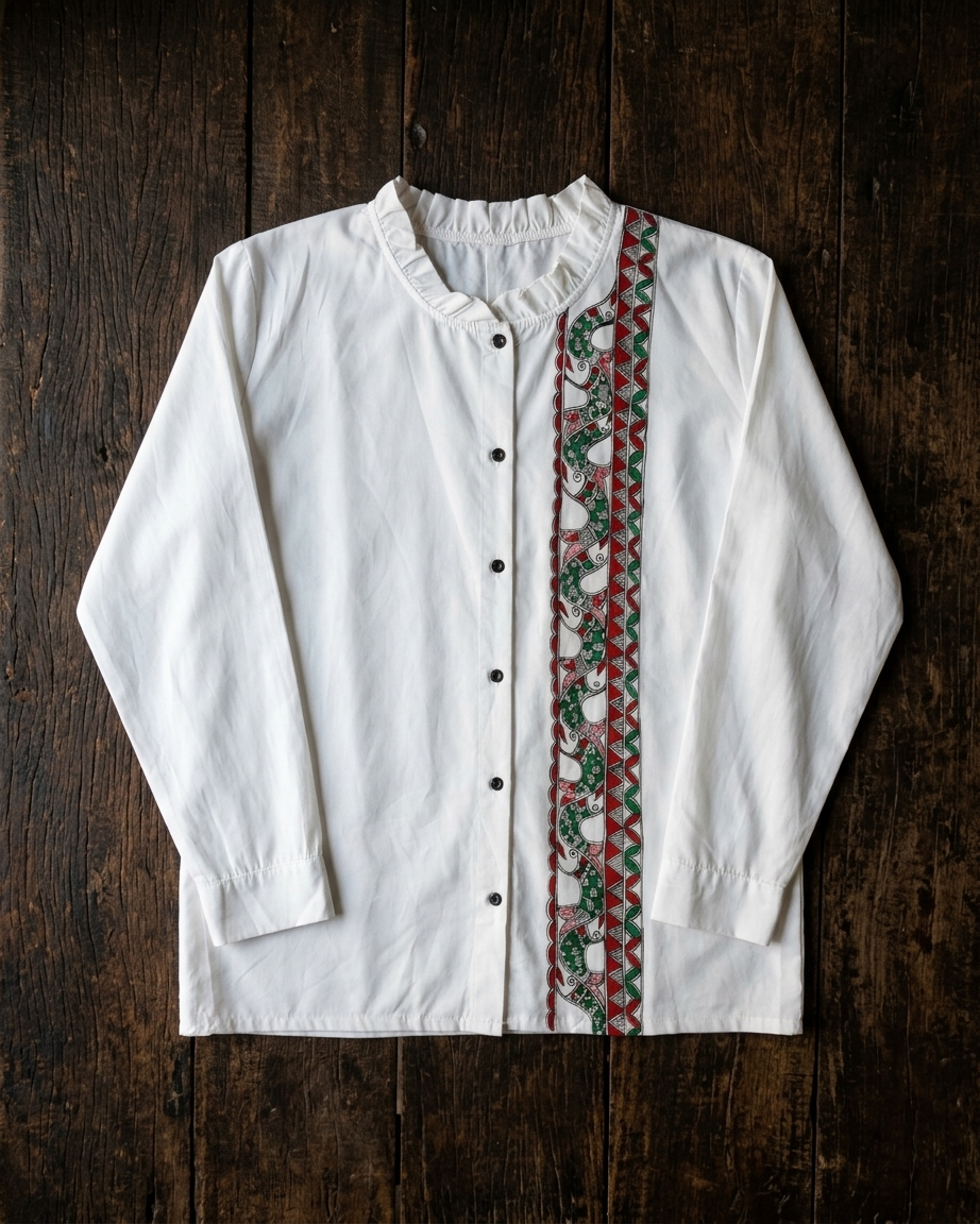 Women Madhubani Painting Shirt (Size XL) – Handcrafted Ethnic Wear