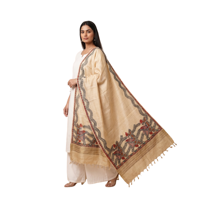 Handmade Madhubani Painting Dupatta for Women