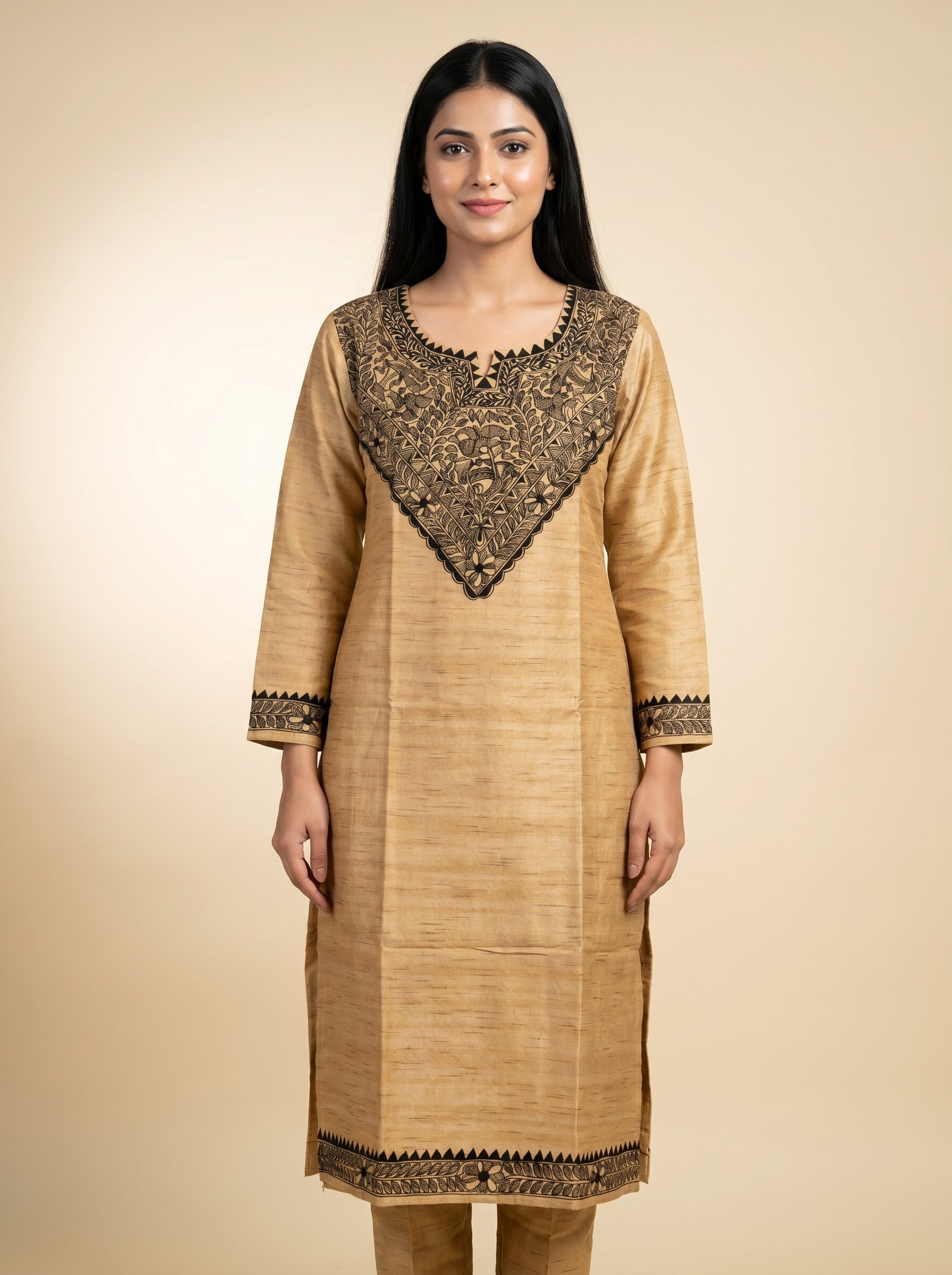 Hand-Painted Madhubani Kurti & Palazzo Set | Ethnic Wear for Women