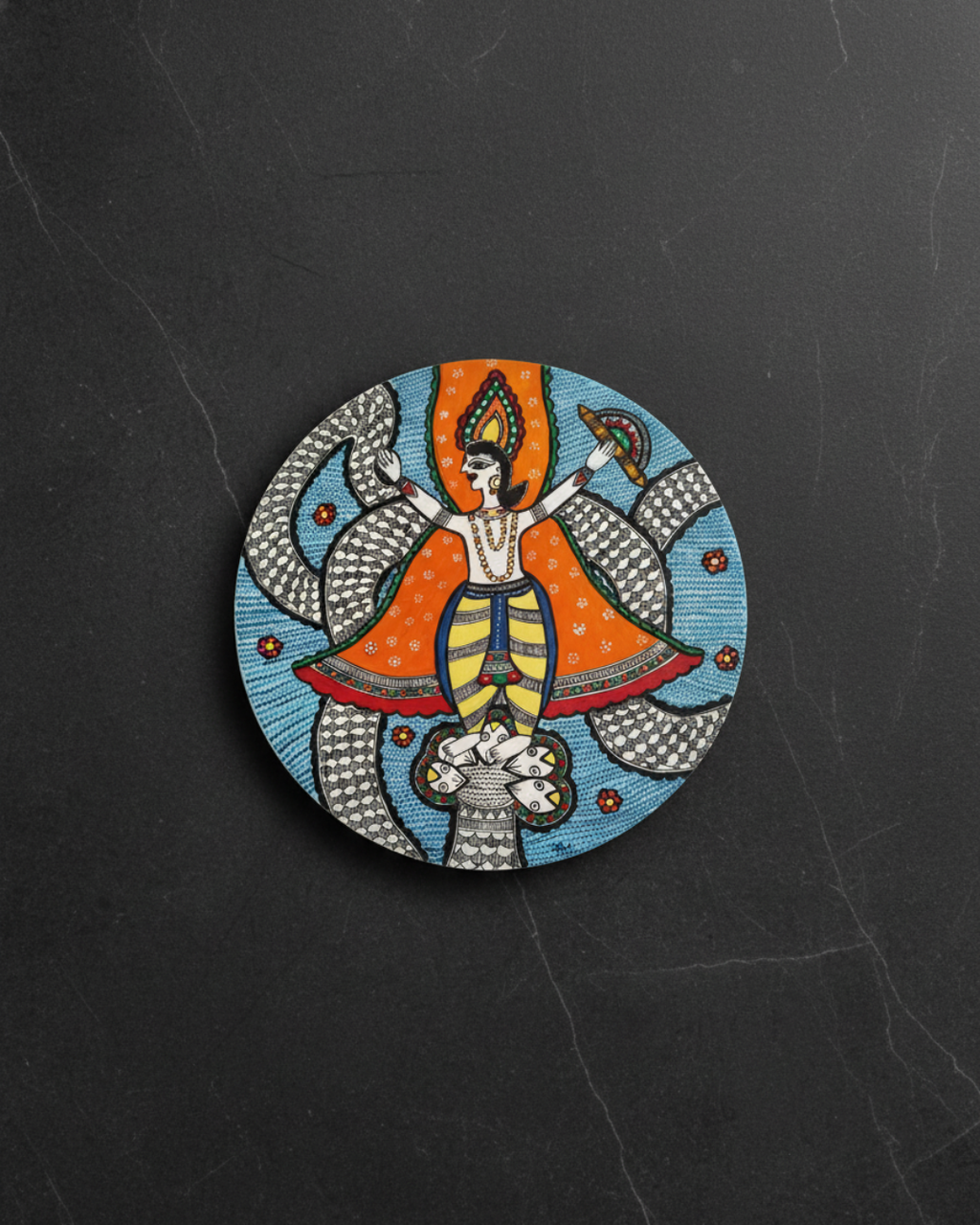 kaliya naag Madhubani Wall Art | 14 Inch MDF Board