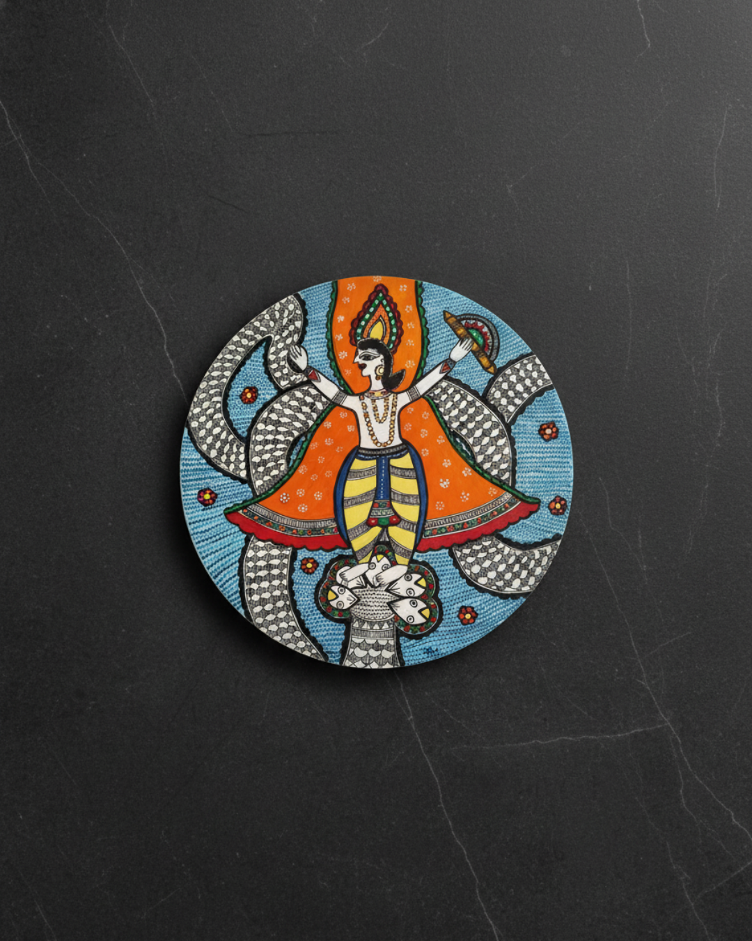 kaliya naag Madhubani Wall Art | 14 Inch MDF Board