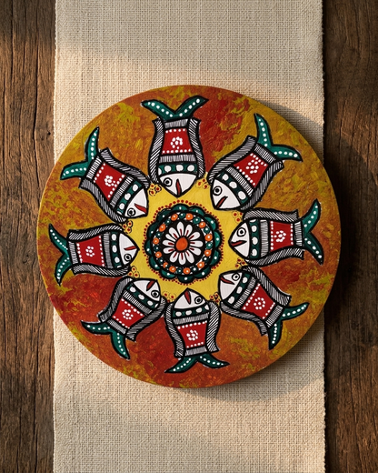 Handmade Fish Madhubani Wall Art Traditional Home Decor