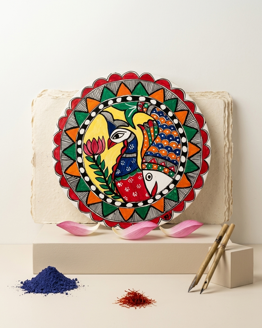 Peacock Madhubani Painting Wall Art – Handcrafted Home Decor