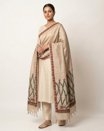 Handmade Madhubani Painting Dupatta for Women
