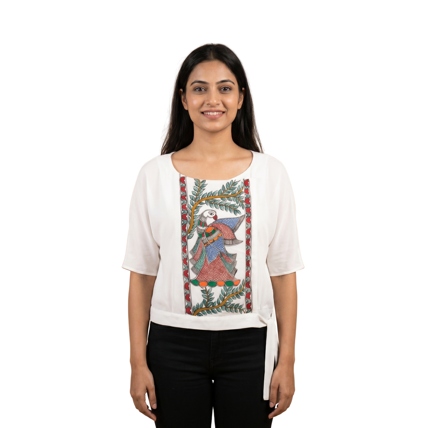 Handmade Madhubani Painting Women Crop Top for Women