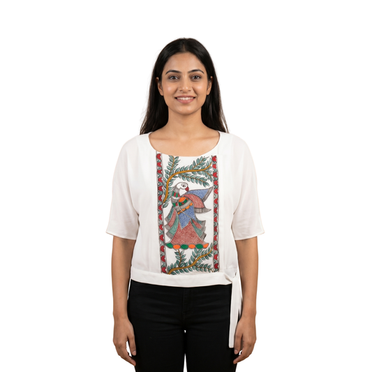 Handmade Madhubani Painting Women Crop Top for Women