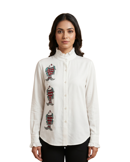 Front & Back Handmade Madhubani Painting Women Shirt