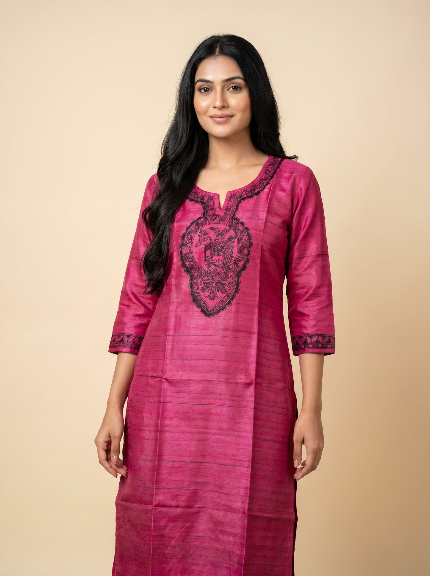 Hand-Painted Madhubani Readymade Kurti for Women