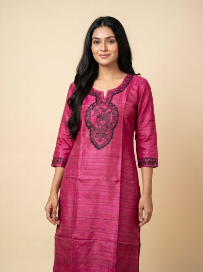 Hand-Painted Madhubani Readymade Kurti for Women