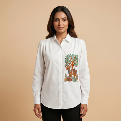 Handmade Madhubani Painting Women Shirt for Women