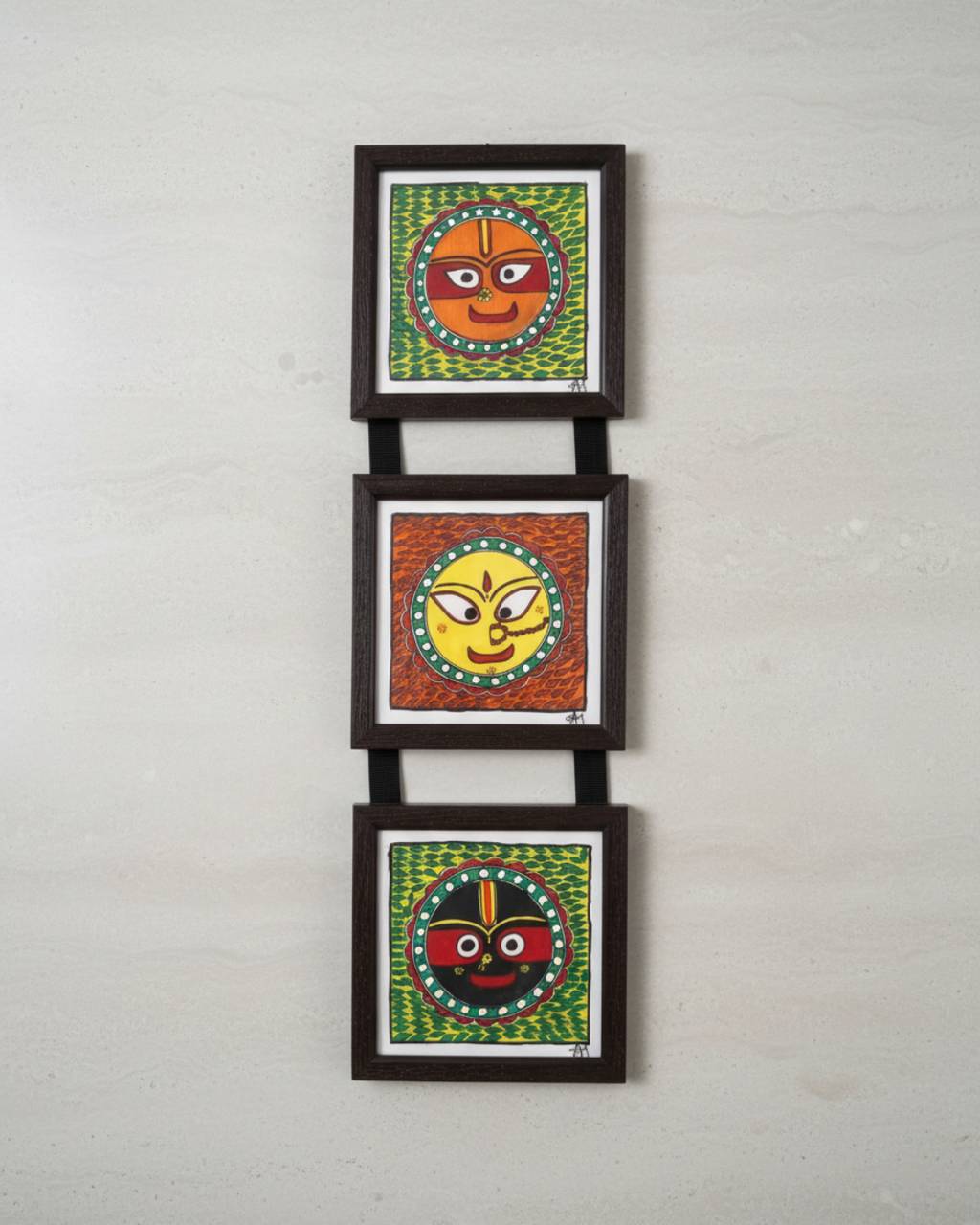 Jagannath Madhubani Triple Frame Wall Hanging – Handmade Wall Decor