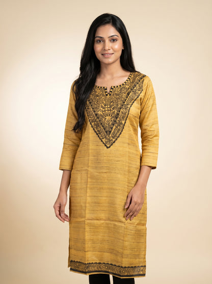 Hand-Painted Madhubani Readymade Kurti for Women
