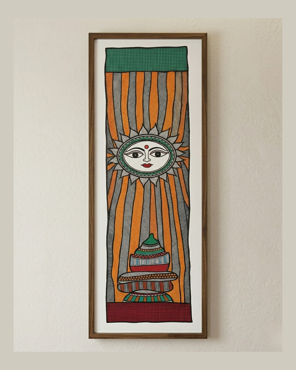 God Surya Madhubani Painting – Handmade Paper Wall Art