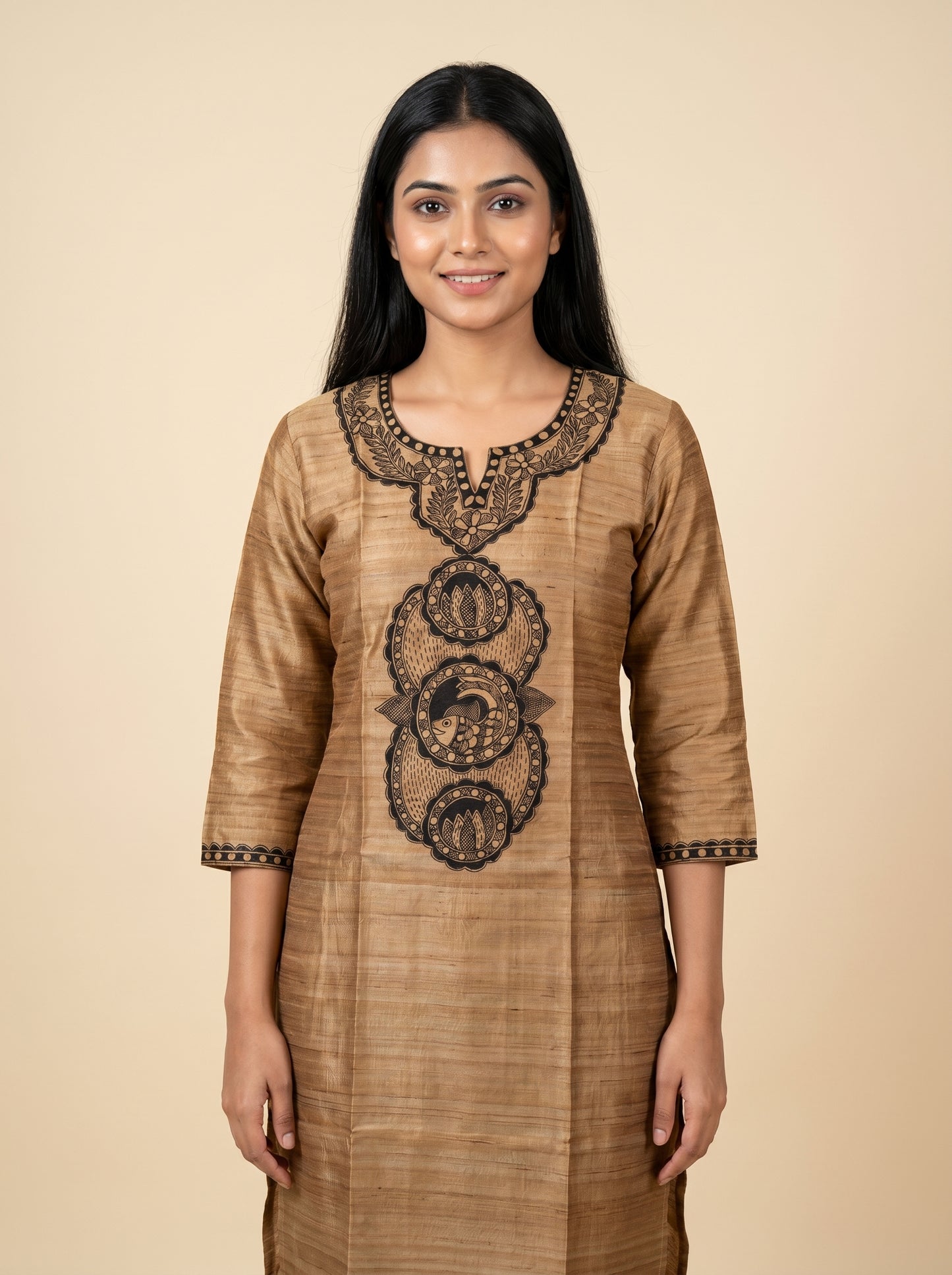 Hand-Painted Madhubani Readymade Kurti for Women