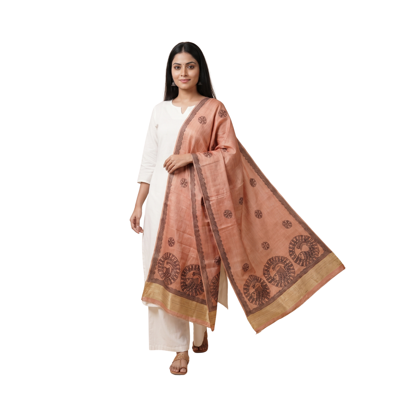 Handmade Madhubani Painting Dupatta for Elegant Style