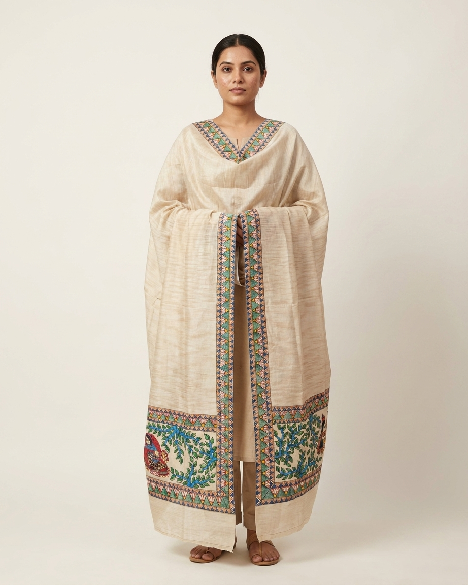 Handmade Madhubani Painting Dupatta for Women – Handcrafted Traditional Ethnic