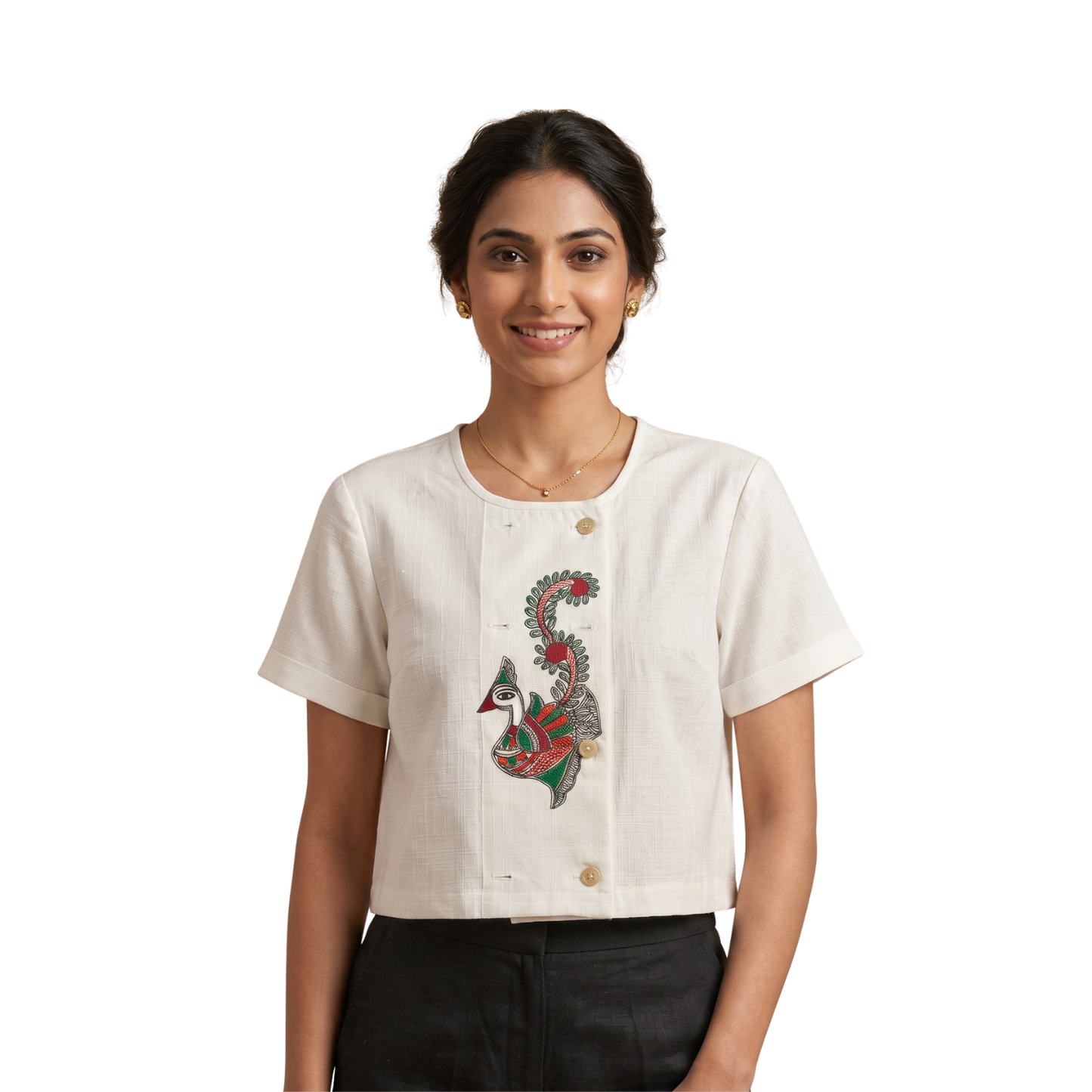 Front & Back Handmade Madhubani Painting Crop Top