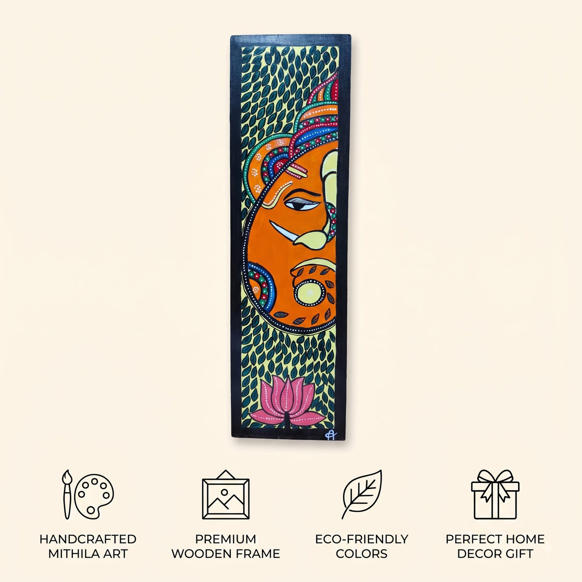 Handpainted Madhubani Ganesha Wall Art for Home Decor