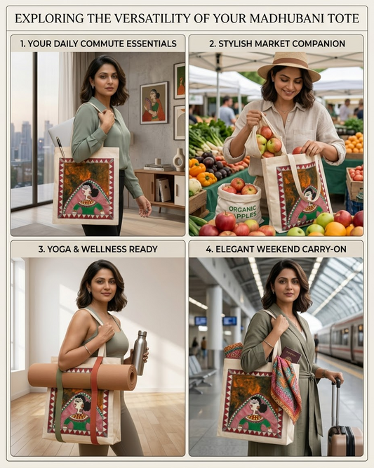 Handmade Madhubani Painting Tote Bag for Women Online