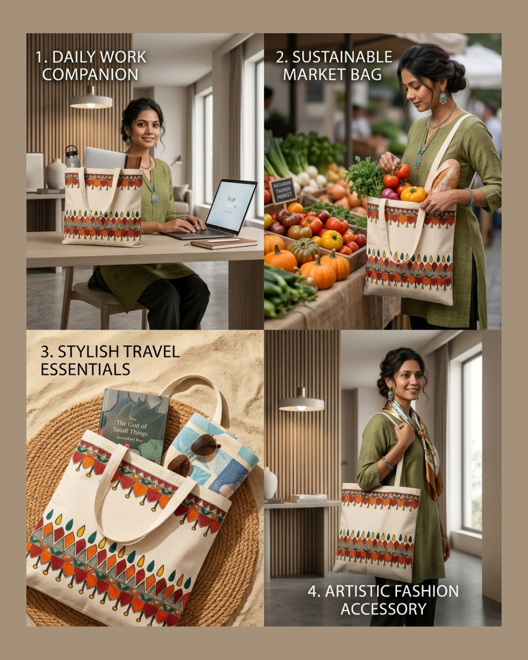 Handmade Madhubani Painting Tote Bag for Everyday Fashion