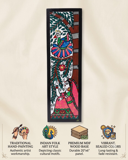 Handpainted Madhubani Peacock Wall Art for Home Decor