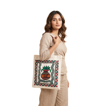 Madhubani Painting Tote Bag | Handmade Ethnic Art