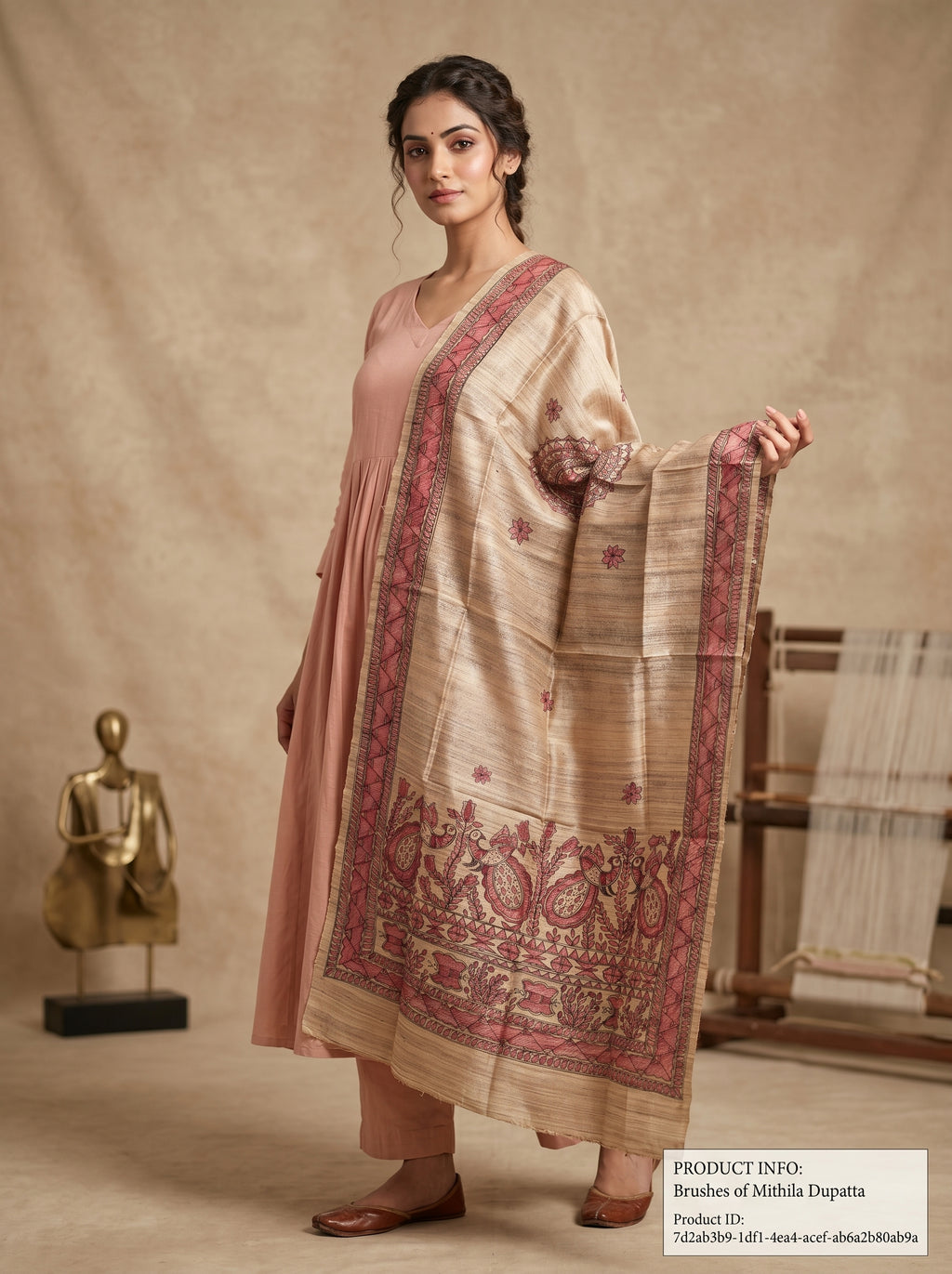 Handmade Madhubani Painting Dupatta | Hand-Painted Ethnic Dupatta