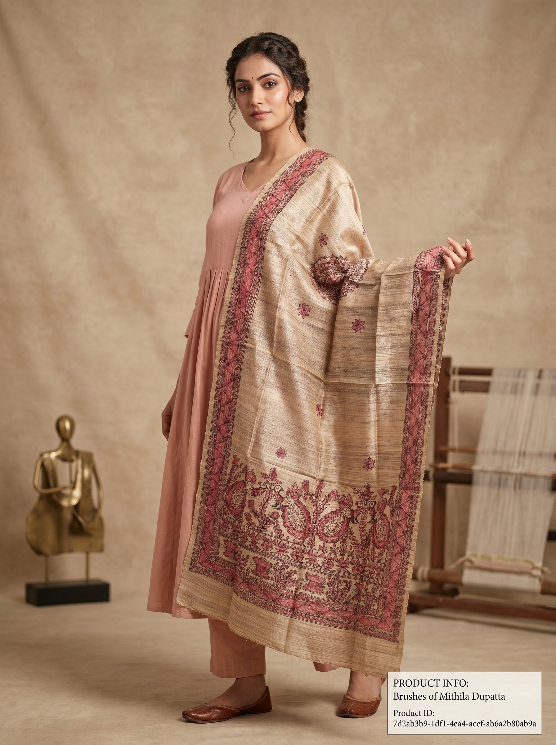 Handmade Madhubani Painting Dupatta | Hand-Painted Ethnic Dupatta
