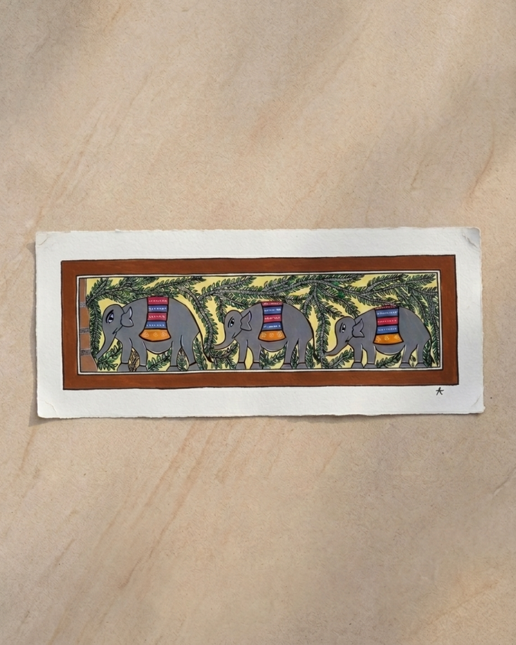 Elephant Tree of Life Madhubani Painting | Handmade Wall Art