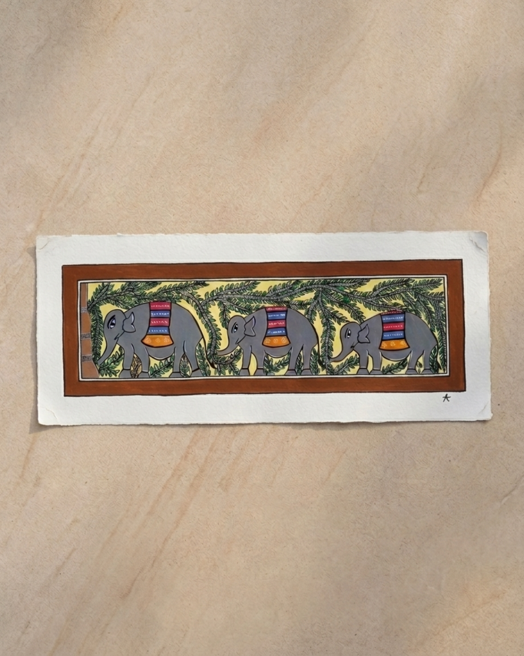 Elephant Tree of Life Madhubani Painting | Handmade Wall Art