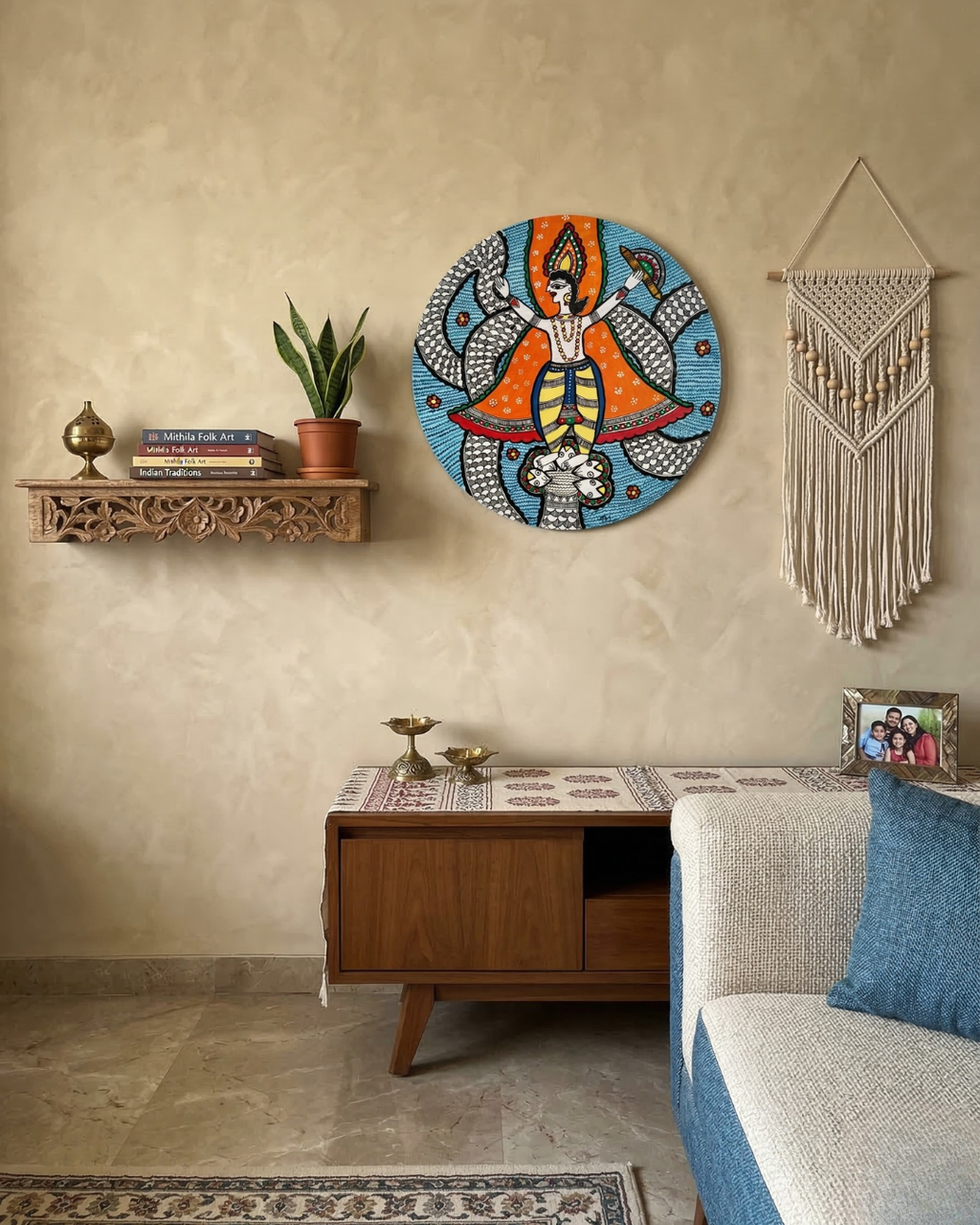 kaliya naag Madhubani Wall Art | 14 Inch MDF Board