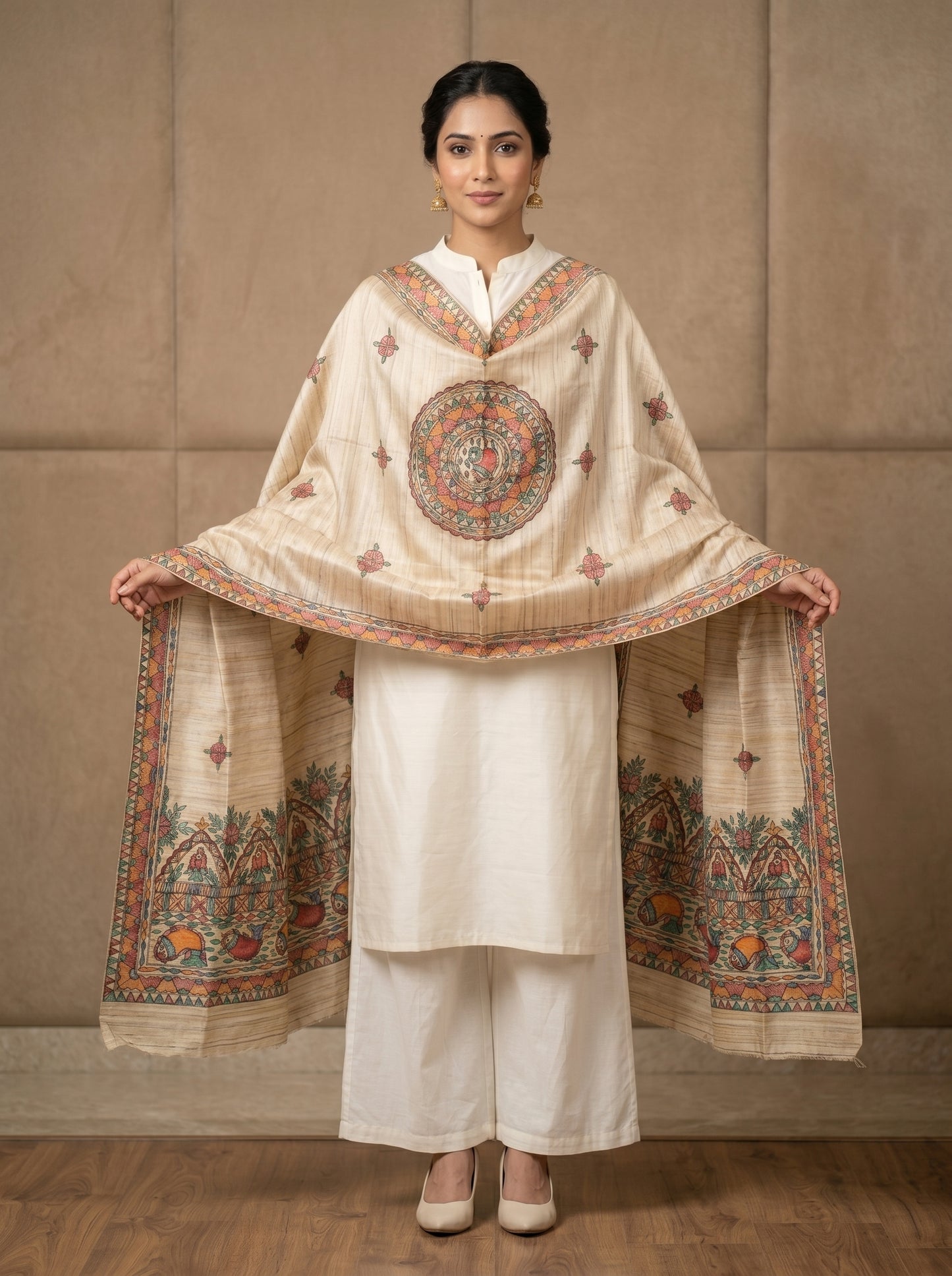 Handmade Madhubani Painting Dupatta for Women