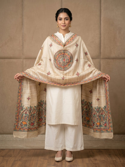 Handmade Madhubani Painting Dupatta for Women