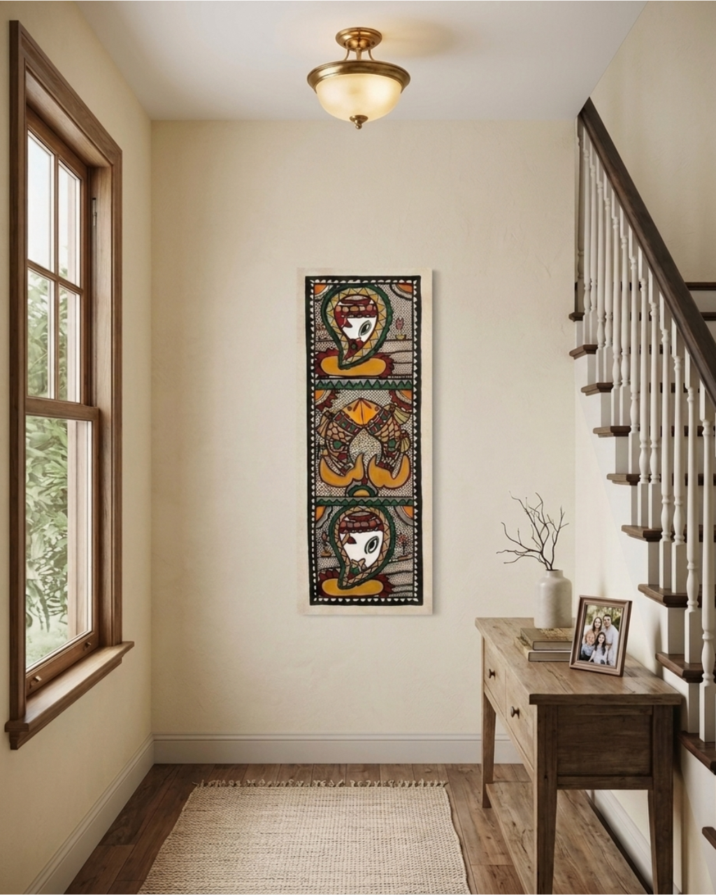 Fish & Ganesha Madhubani Painting – Handmade Paper Wall Art