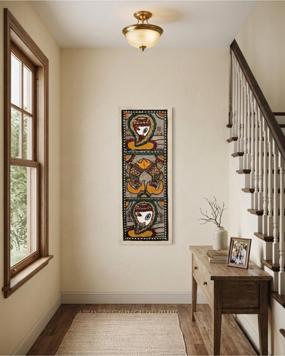Fish and Ganesha Madhubani Wall Art Painting