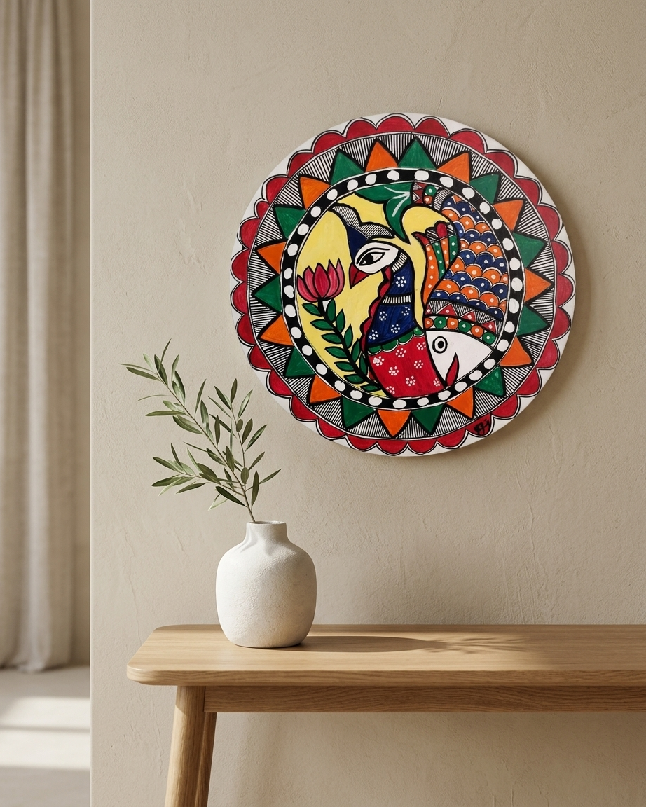 Peacock Madhubani Painting Wall Art – Handcrafted Home Decor